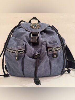 Kipling 90s vintage Slate Blue Backpack with Front Pockets